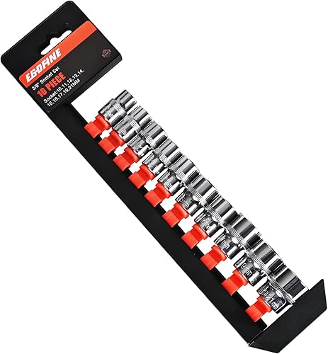 Miniatura 21 de Egofine Juego de 12 llaves de trinquete de 3/8 pulgadas, juego de llaves de vaso con 10 enchufes de 0.315-14,17,19,21 in y mango de trinquete