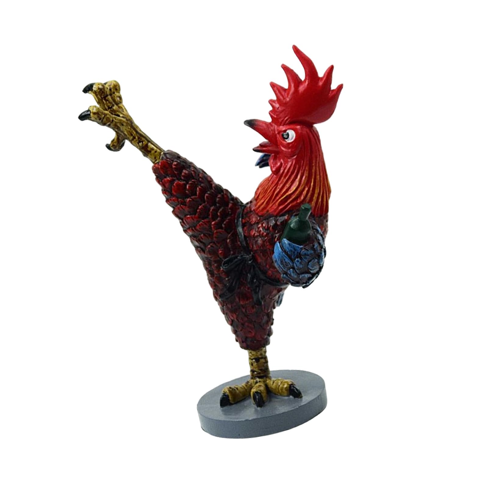 Hredyqw Drunken Kungfu Chicken Resin Figurine Funny Home Decors Rooster Sculpture With Unique Martial Art Pose For
