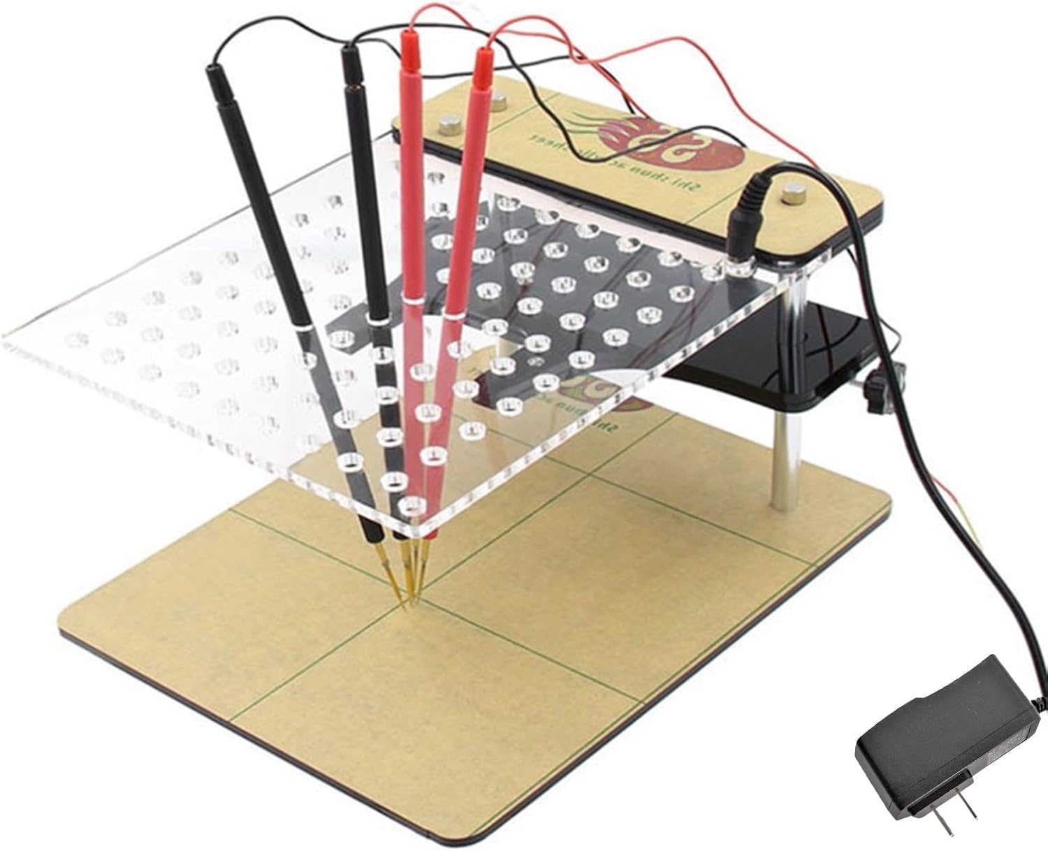 LED BDM Frame, BDM Frame Test Board Assembly, Multifunctional BDM Frame Set with 4X Copper Probe Pin Compatible with 22x BDM Adapters for Car ECU Brush Test Stand, AC 110-240V