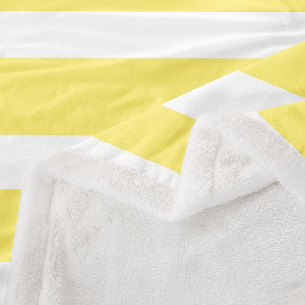 Erosebridal Yellow and White Striped Fleece Blanket Twin 60x80 for Kids Teens Adults - Abstract Lines Stripes Sherpa Blanket Vintage Striped Pattern Fuzzy Plush Throw Neutral Horizontal Stripes Decor