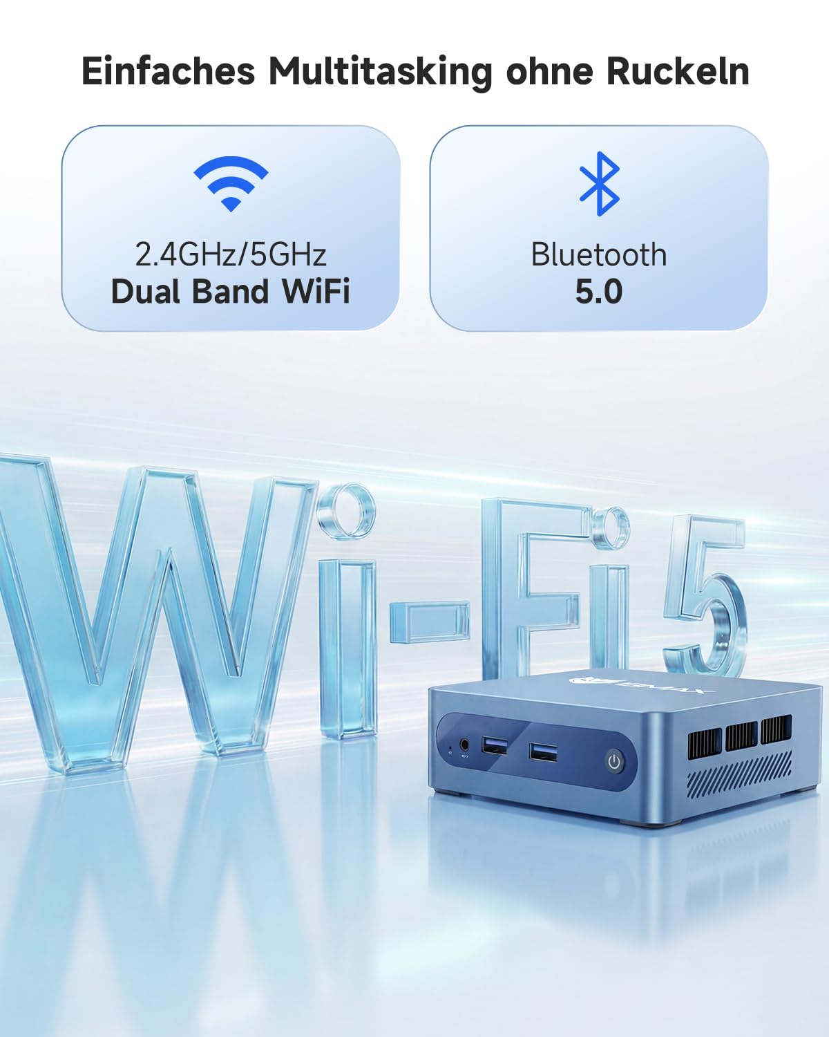 BMAX Mini PC Intel Celeron J3355 mit Win 11 Home, 6GB LPDDR3 + 128GB eMMC Mini Desktop Computer Micro PC Dual HDMI 4K@60 Hz RJ45 Gigabit Ethernet WiFi5 BT USB x4 für Business/Büro, Daily Use