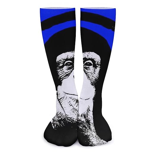 FWJZDSP Monkey Headphones Graffiti Lustiger Stiefelstrumpf über der Wade, kniehohe lange Socken für Männer und Frauen