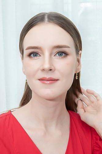 Vista 3 de Aretes colgantes de plata de ley auténtica, creados o simulados con forma de lágrima para mujer