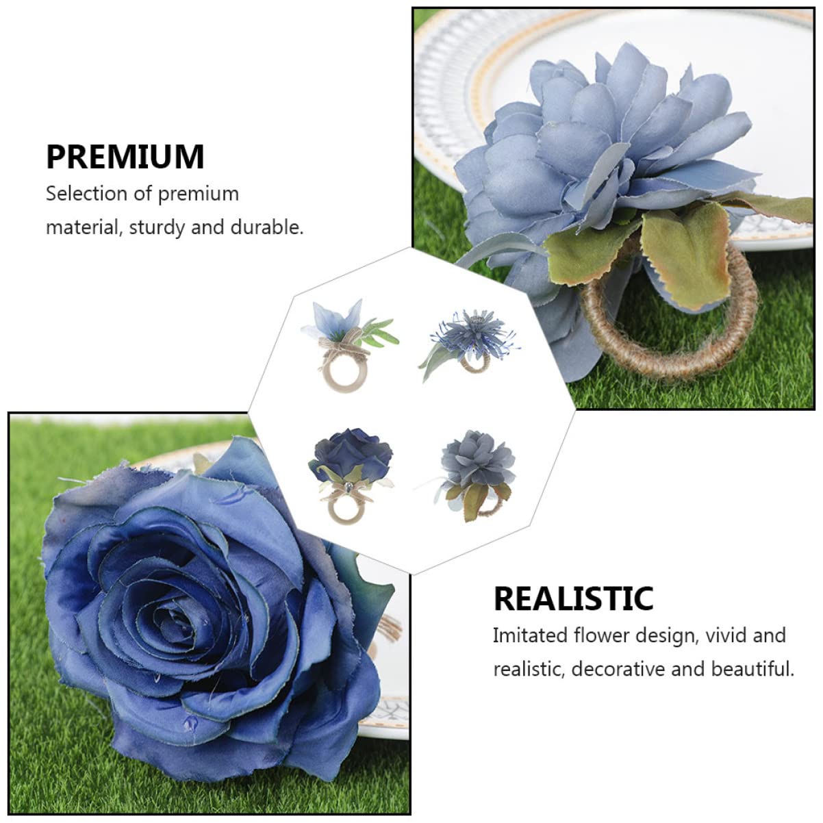 Zerodeko 12stücke Kreative Tischdeko Für Hochzeiten Elegante Blumen-Napkin Clasps Aus Jute Für Festliche Anlässe Für Restaurants Und Zuhause