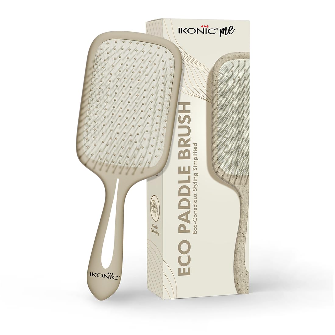 Ikonic Me Paddle Hair Brush IKM 1920 Eco Concious, Wide Paddle for Faster Blow Drying, Ergonomic Hollow Handle, Anti-Static Frizz Control, Safe Wet & Dry Styling Tool – Sand Beige-image-11