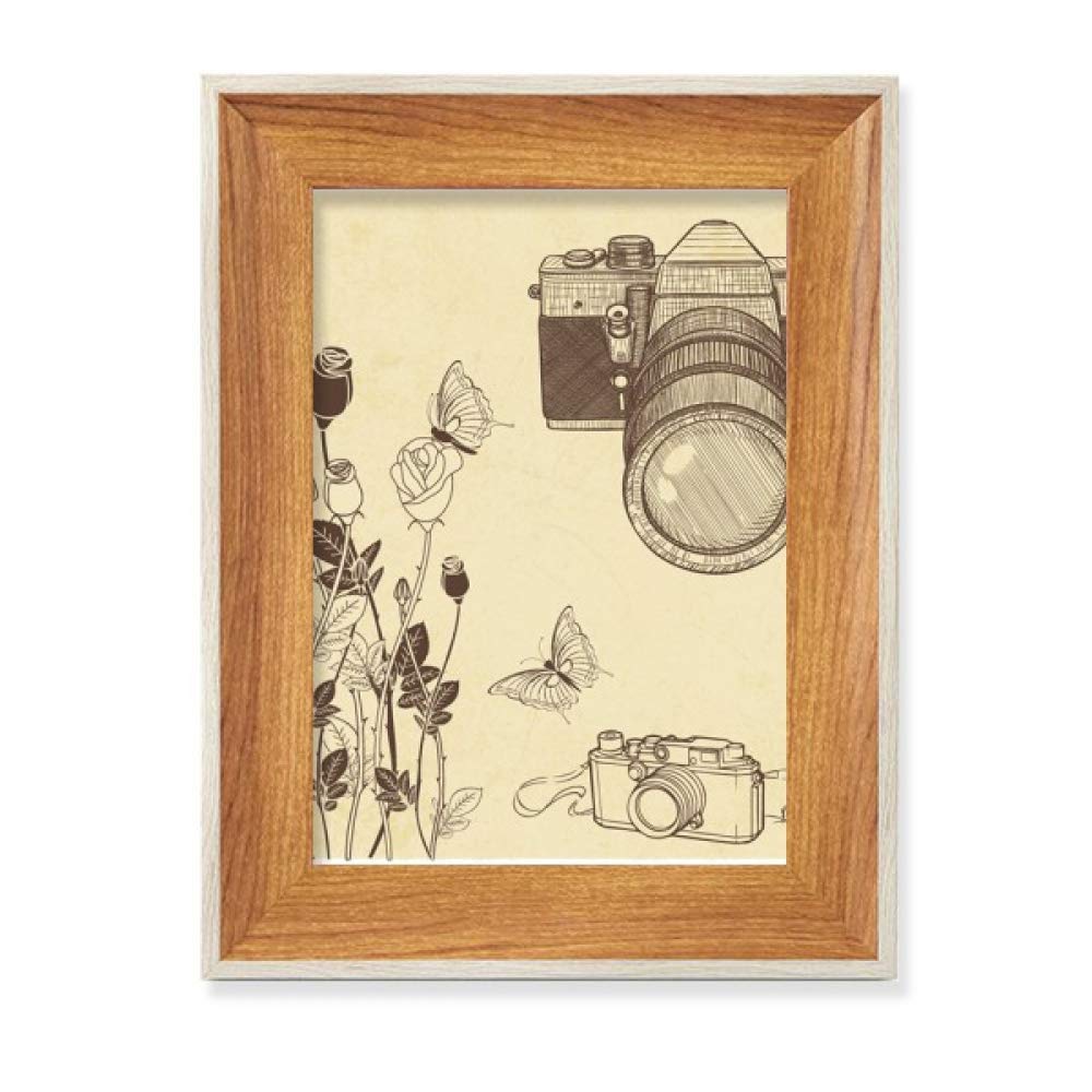Cadre de photo en bois rose style papillon art peinture affichage de bureau