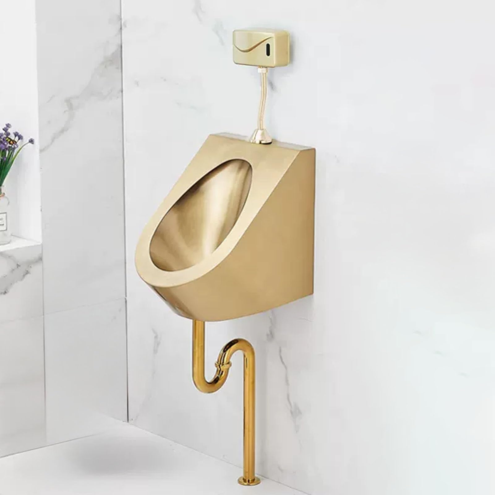 Urinario de acero inoxidable a prueba de salpicaduras con descarga automática para aeropuertos