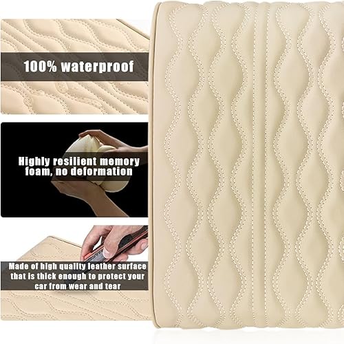 Miniatura 3 de Ziciner Funda para consola central de automóvil, almohadilla de protección de cojín de espuma viscoelástica de cuero, almohada impermeable para