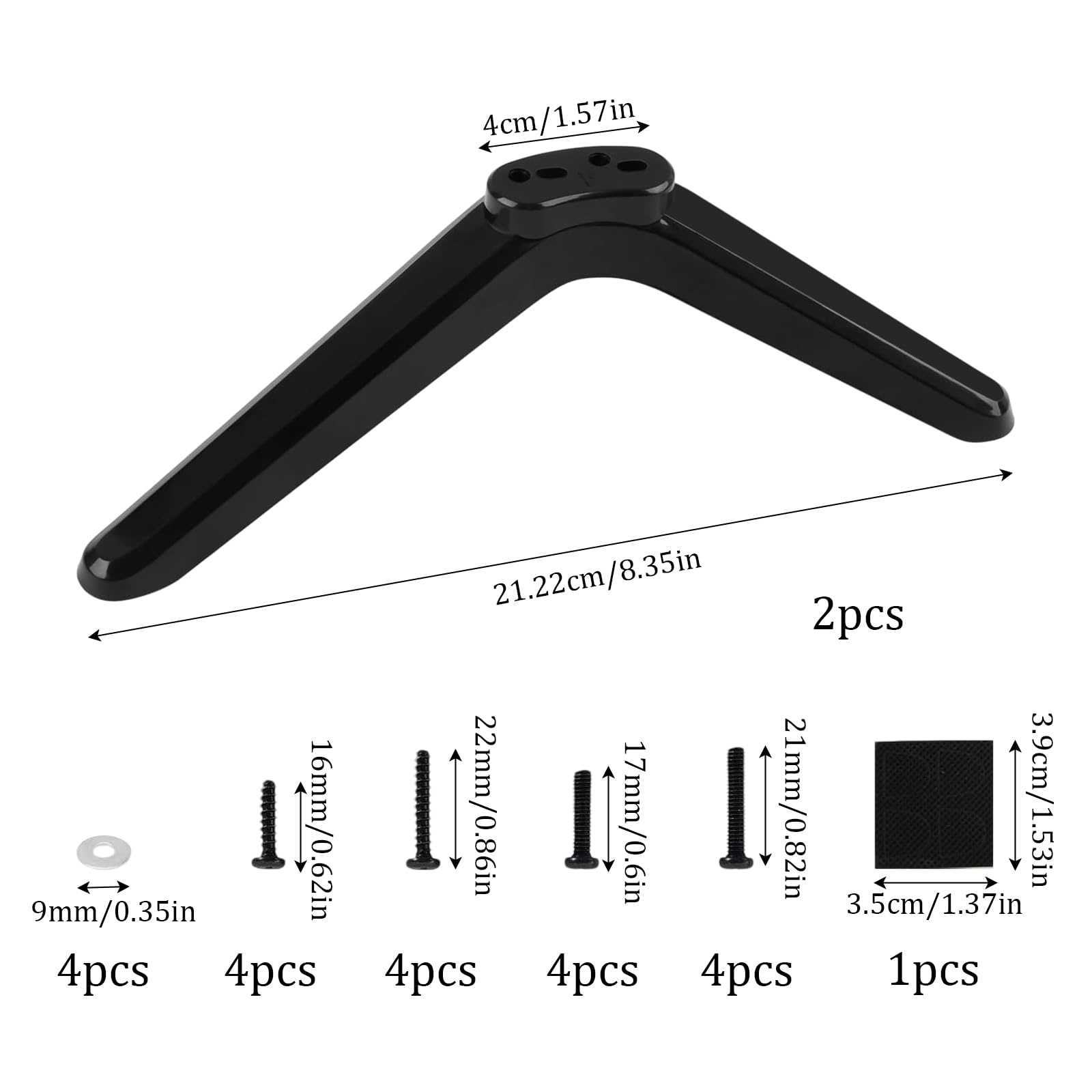 Piedi Universali Per TV - Supporto Da Tavolo Con Viti, Gambe Nere Di Sostituzione Per La Maggior Parte Dei TV 32-55 Pollici