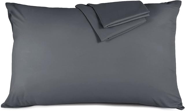 Hafaa Pillow Cases 2 Pack Brushed Microfiber Plain Pillow Cases with Envelop Closure  Wrinkle & Fade Resistant Pillow Cover, (Charcoal, 48x74 cm)