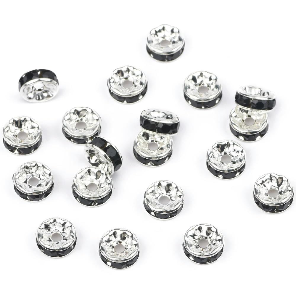 800 Perline Distanziali A Rondella Cristallo Colore Argento Con Strass – Per Creare Gioielli, Bracciali, Collane E Orecchini Fai Da Te