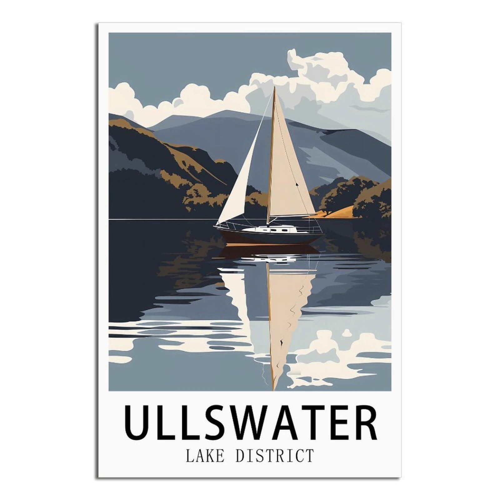 EZMLFA Diamond Art Kits Adults,Ullswater Lake District,5D DIY Diamond Art Kits for Beginners Round Full Drill Diamond Painting for Home Wall Decoration Gift 40x40cm