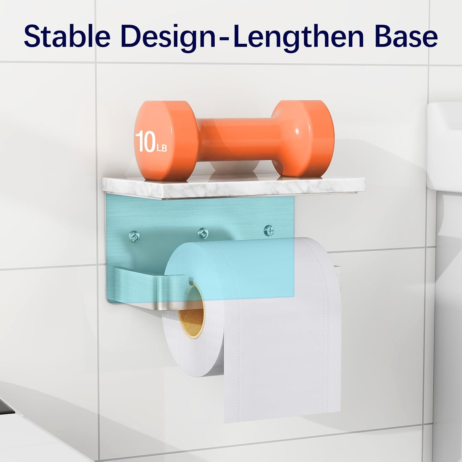 Brushed Nickel Toilet Paper Holder with Marble Shelf