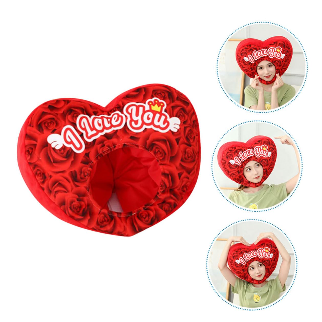 DOITOOL Sombrero de Peluche con Corazón para San Valentín Unisex Diseño Romántico y Accesorio Multifunción para Disfraces Fiestas Fotos y Celebraciones