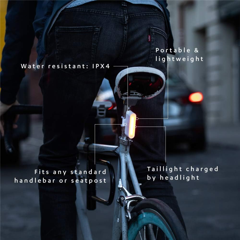MPOWERD Luci Kit d'éclairage de vélo à énergie solaire et rechargeable 100 lumens, durée de vie jusqu'à 15 heures