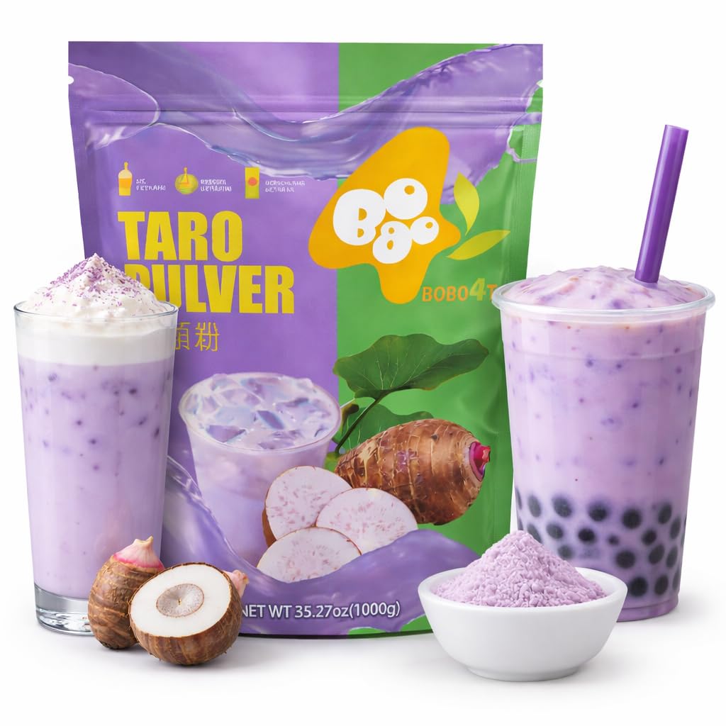 Bobo4T 3-in-1 Taro Bubble Tea & Milkshake Pulver 1kg – Premium Matcha Latte Mix – Instant Getränkepulver für 30–40 Portionen
