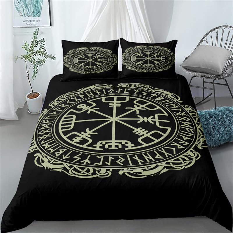 Rodths Funda Nórdica Cama 90 Vikingo Cama para Cremallera Suave Transpirable Microfibra Funda Edredon 150x220 cm y 2 x Funda de Almohada de 50x75 cm