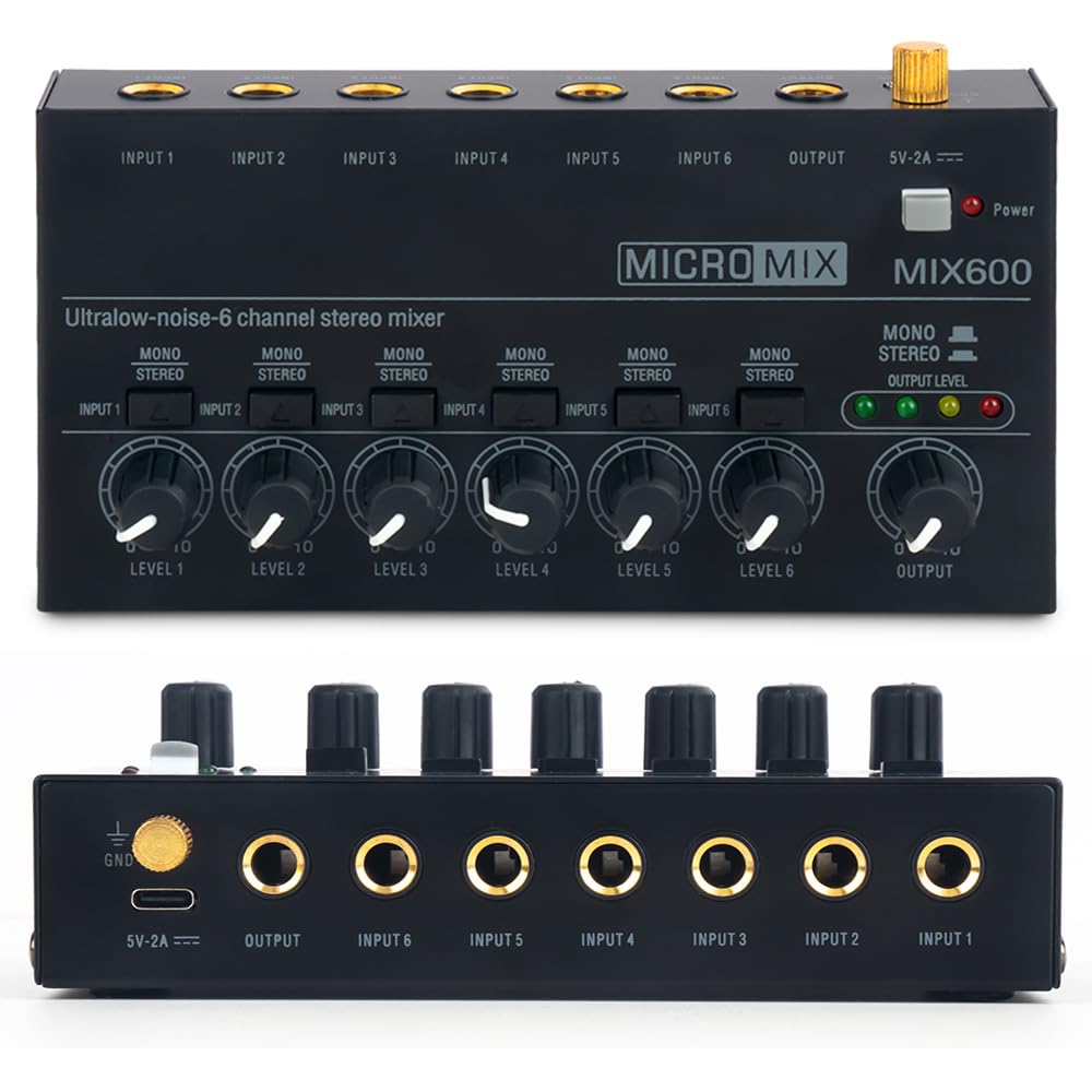 Mixer Audio, Mixer stereo di linea a 6 canali microfonico professionale portatile a bassissimo rumore