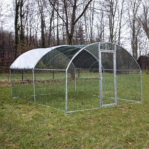 Wiltec Parc enclos XXL pour Petits Animaux domestiques – 4 x 3 x 2 m – en Acier – Clôture verrouillable avec Toit grillagé et Bâche – Cage Lapin...