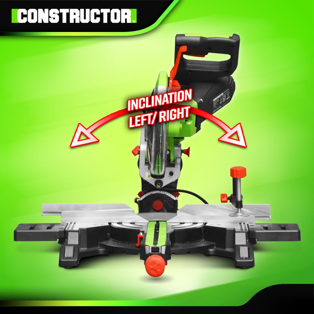 Scie onglets radiale 1800W 210mm avec laser double inclinaison Constructor