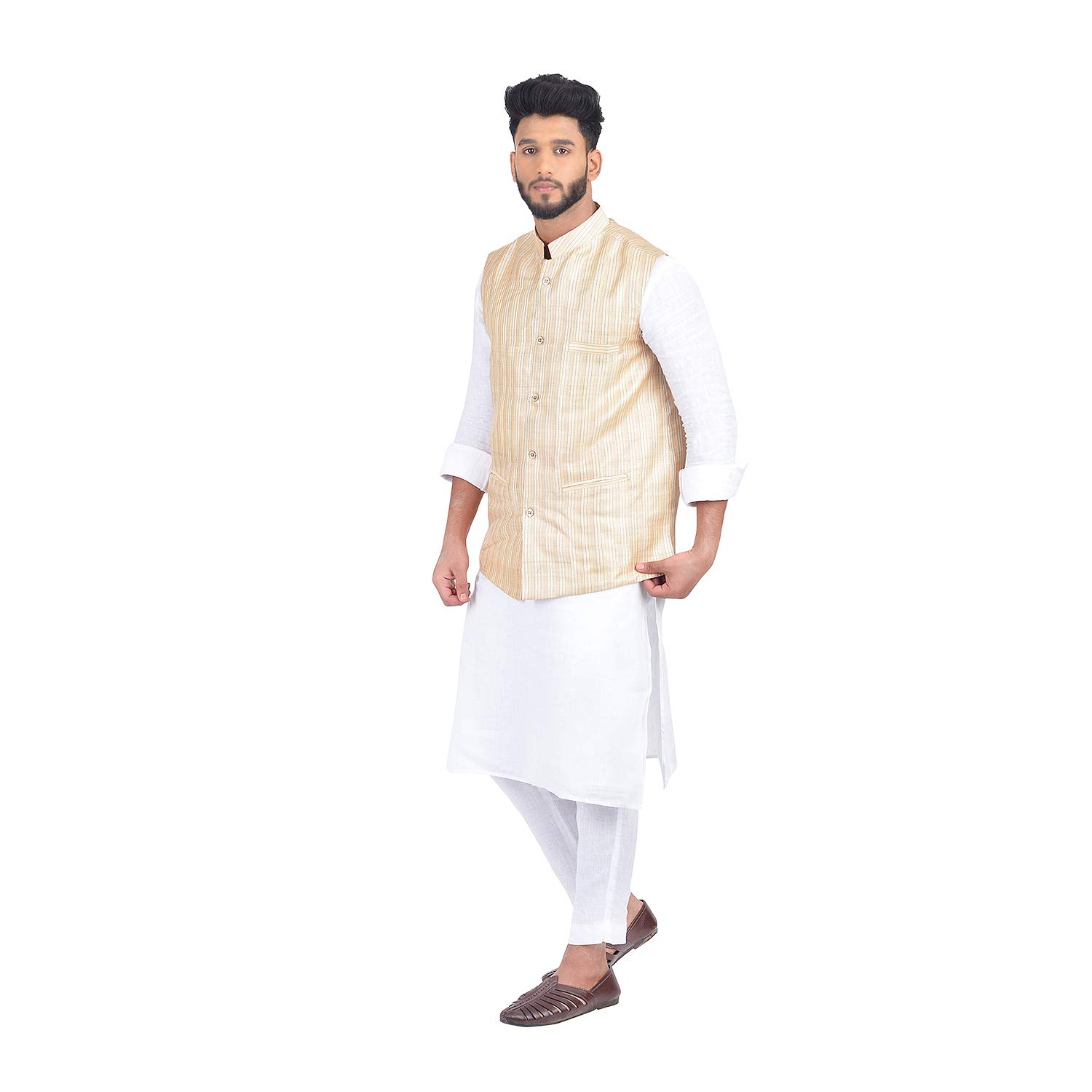 nilima silk Bhagalpuri Handloom Silk Nehru Jacket (Multi-Coloured)-picture-10