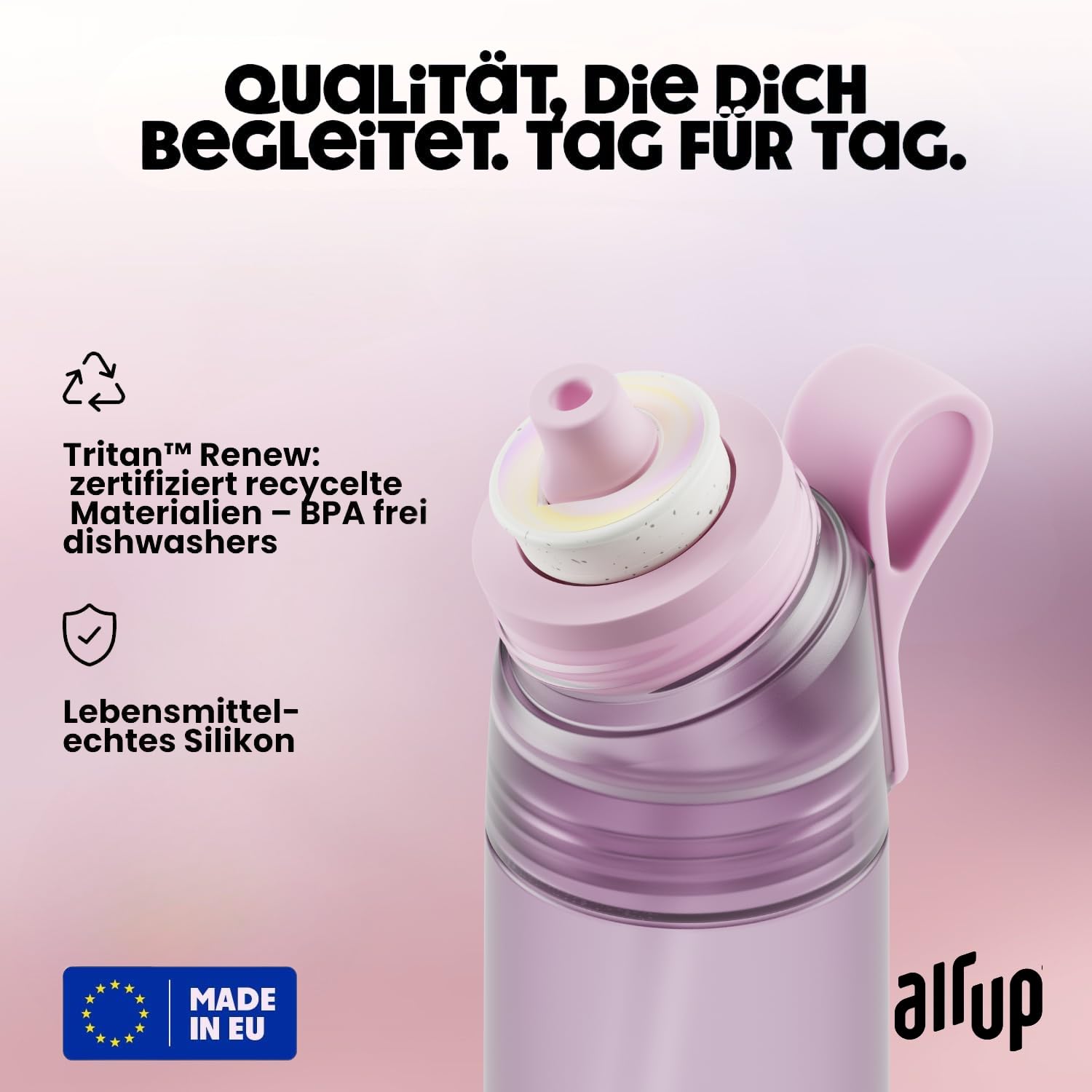 air up Trinkflasche Twist Pro Lavender (600 ml) für Schule, Sport, Gym | inkl. 5 zuckerfreien Duft-Pods & Strohhalm | Wasserflasche in Violett mit Geschmack