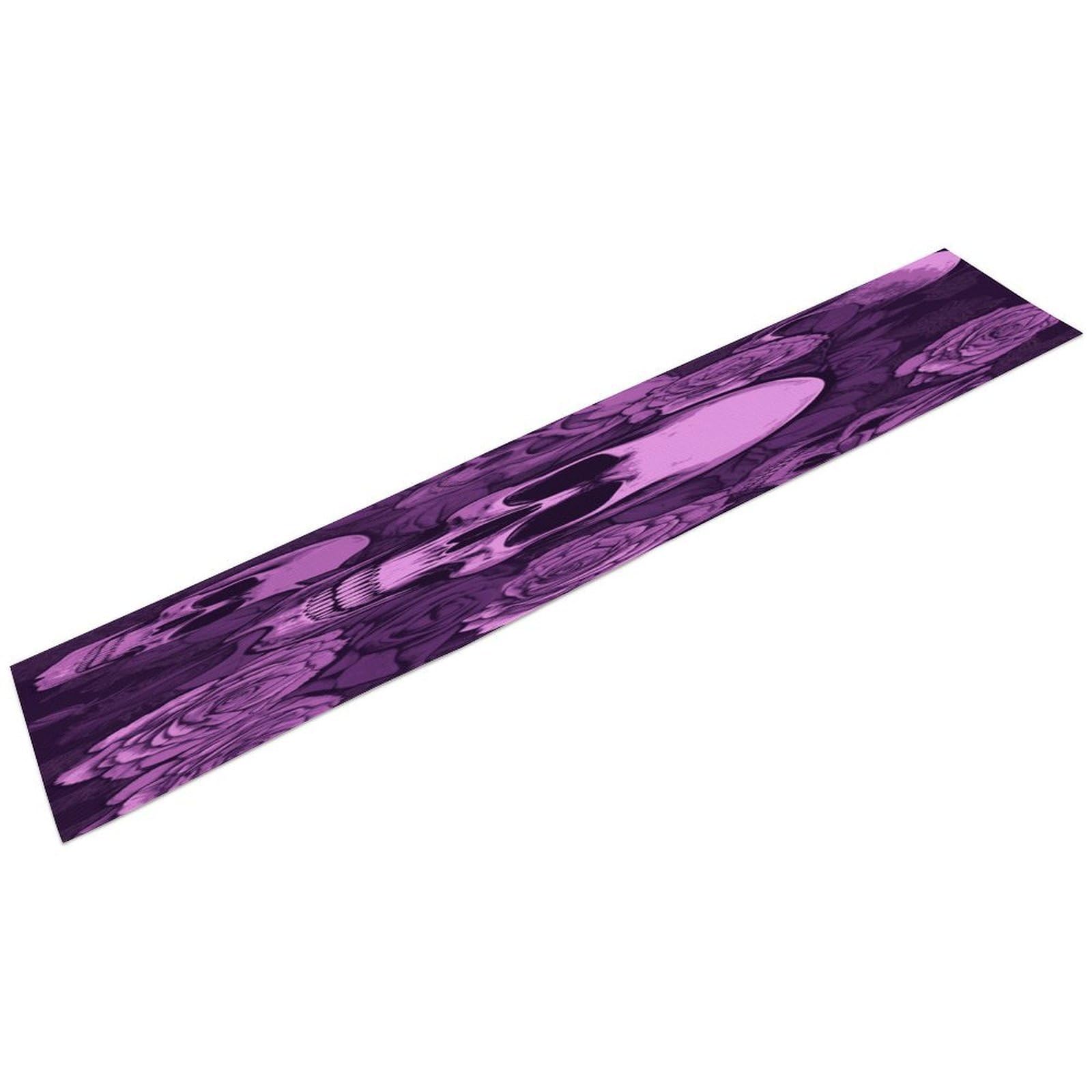 Purple Skulls and Roses Table Runner Linen Long Table Runner Farmhouse Rustic Table Runners Table Decoration for Party Home Kitchen Dining Holiday Decor 13 X 72 Inch
