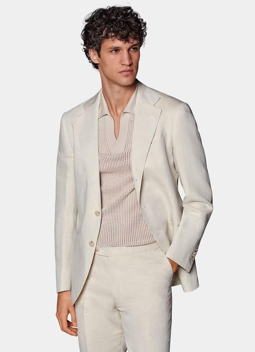 Mens 2 Piece Linen Suit Beach Wedding Suit Slim Fit Casual Summer Lightweight Groomsmen Tuxedo Linen Jacket Pants