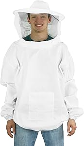 VIVO Professional White Large Beekeeping Suit, Jacket, Pull Over, Smock with Veil, BEE-V105