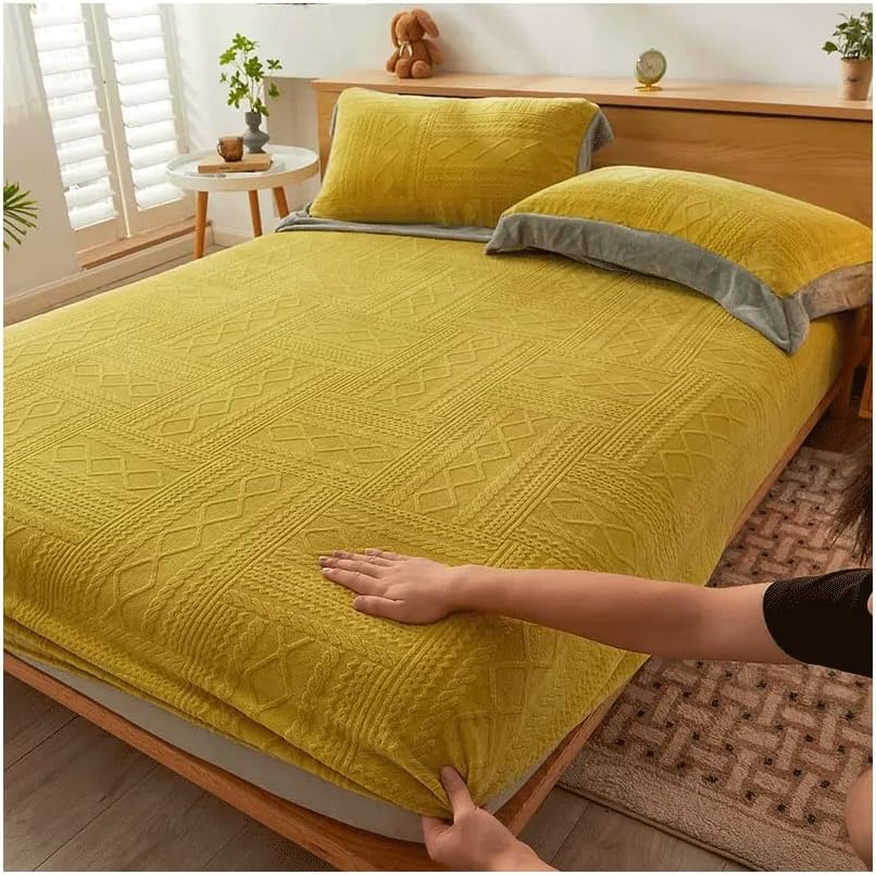 TEVTEV Plush Shaggy Fitted Sheet Only Super King Size Extra Soft Fluffy Velvet