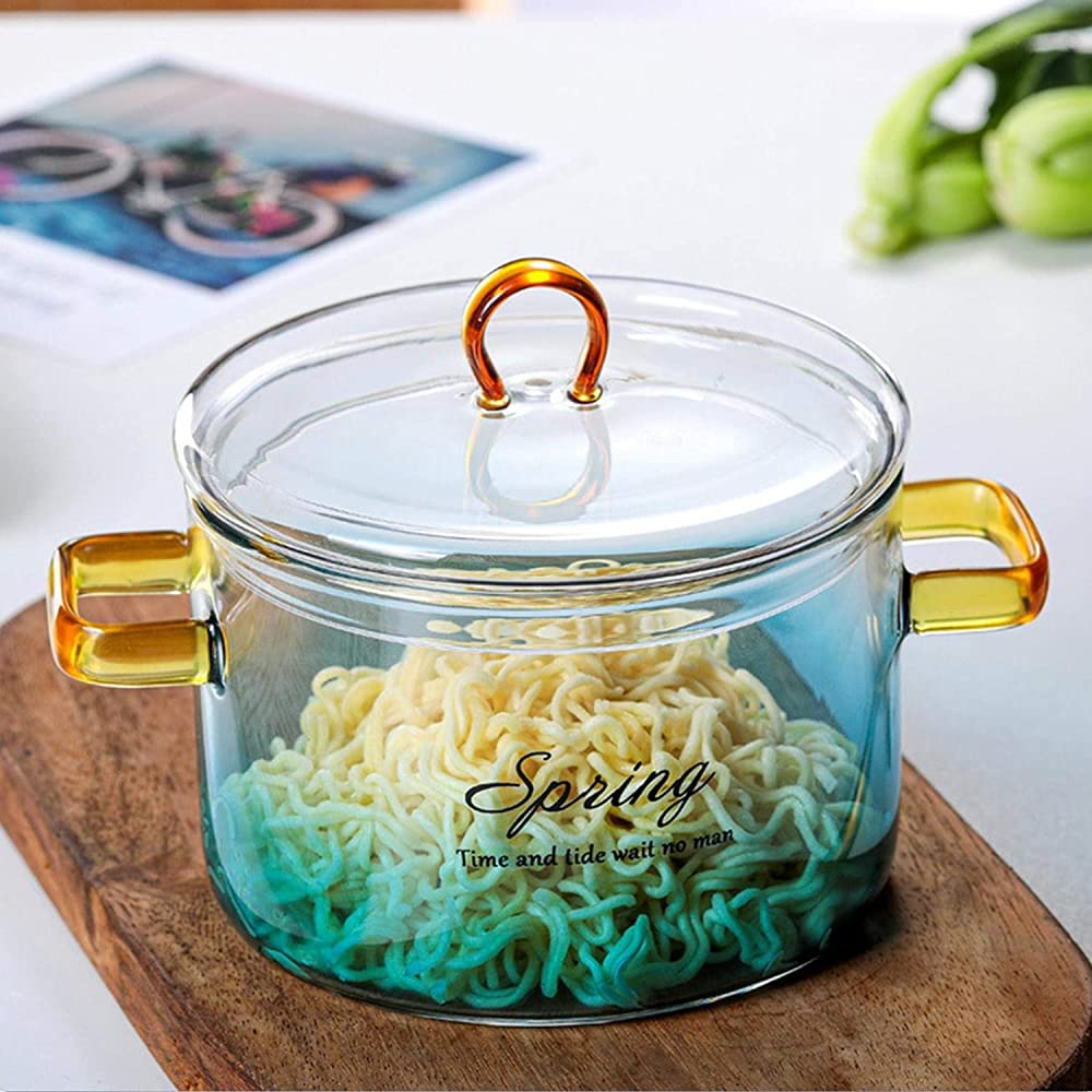 Hitzebeständige Glastöpfe, kreative Salatschüssel mit Deckel, sofortige Nudelschale, Suppenschüssel, offenes Feuer, Eintopftopf - 900 ml