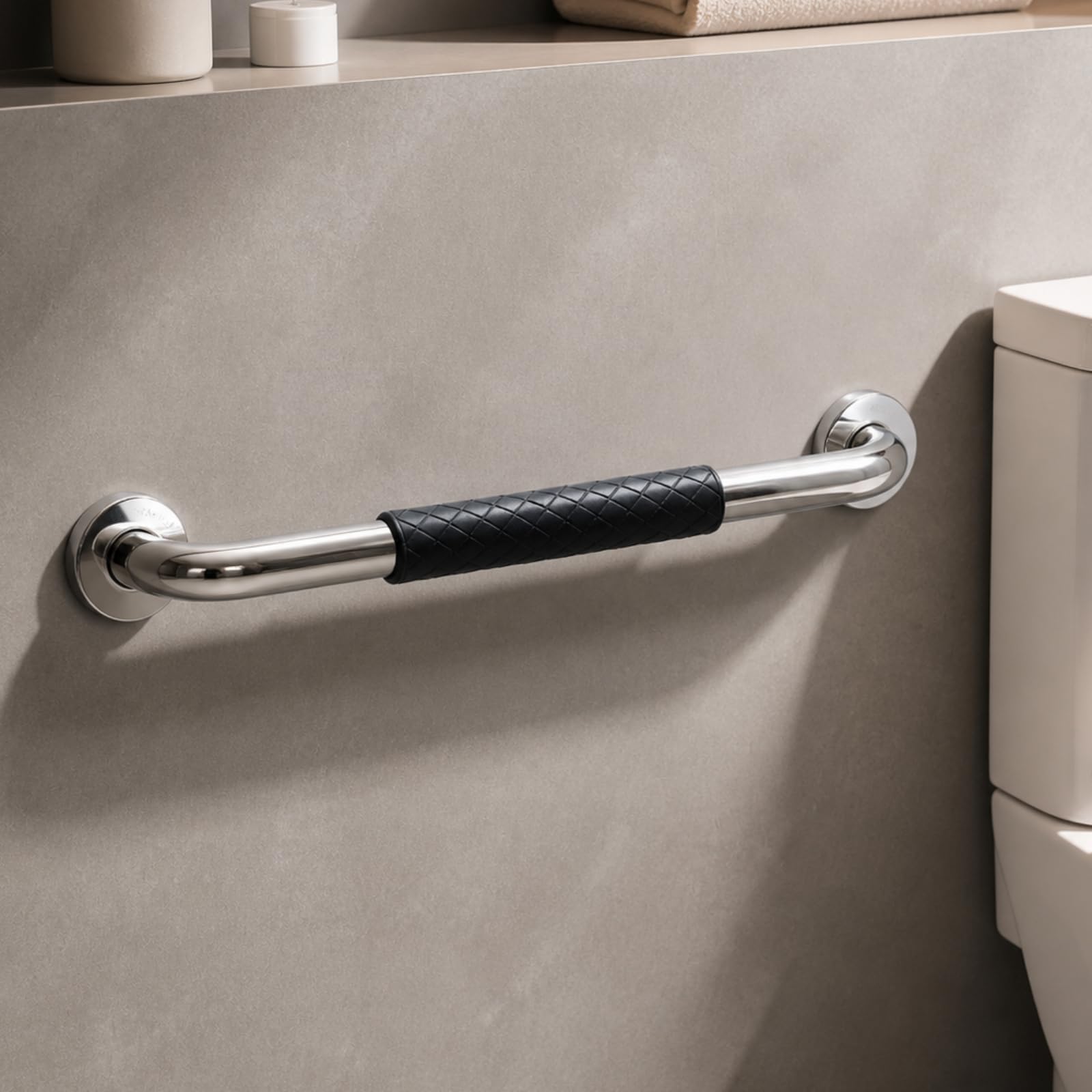 Maniglione Di, Acciaio Inossidabile 304, Impugnatura Diritta Con Rivestimento Nero, Pezzo Singolo, 60 Cm