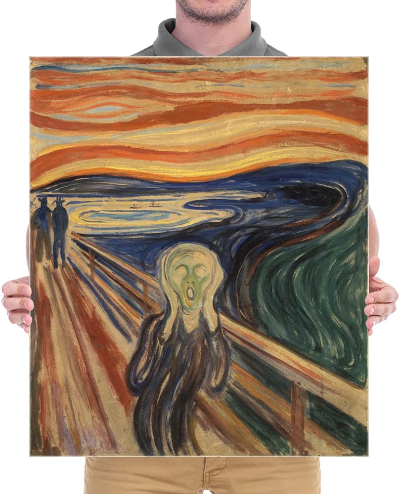 Wieco Art Canvas Wall Art The Scream by Edward Munch Famous Paintings Reproduction Abstract Canvas Prints Artwork for Wall Decor Expressionism Art for Home and Office Decoration