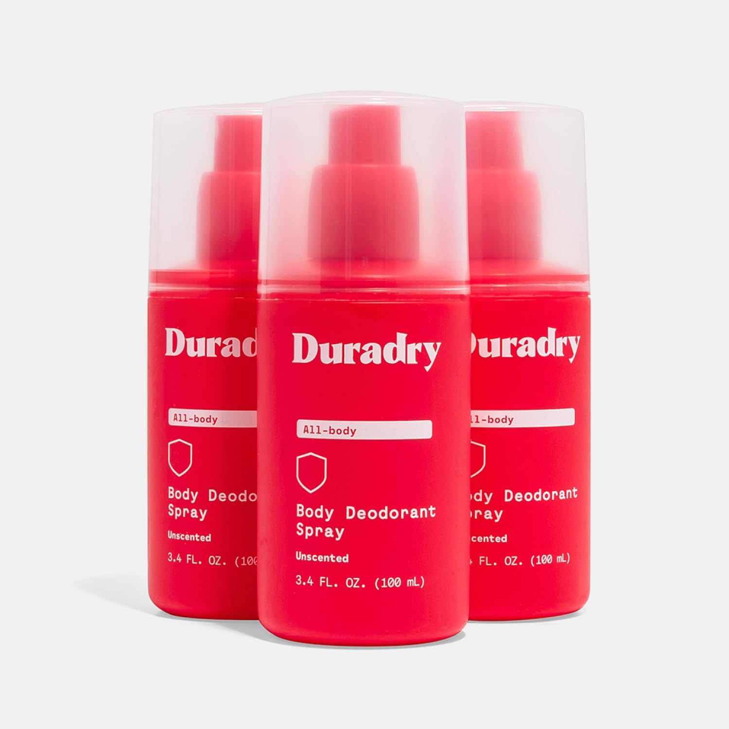 Duradry Body Deodorant Spray - Aluminum Free Deodorant, Prevent and Eliminate Any Body Odor Naturally - Unscented, 2.4 Fl Oz (Pack of 3)