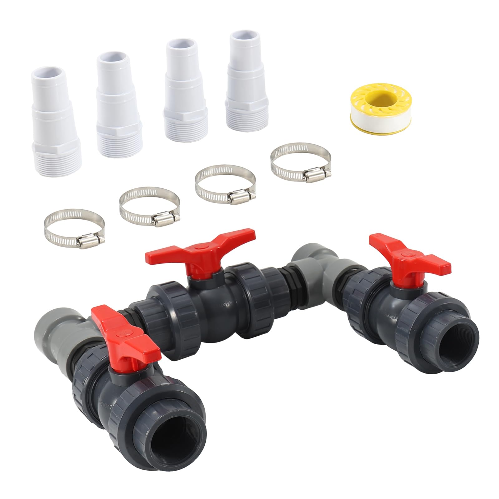 Set di Bypass per Piscina Pompa di Calore, Kit Bypass per Piscina 32/38mm, Set di Collegamento per Pompa di Calore mit Dichtband, Controllo dell'Alimentazione dell'Acqua