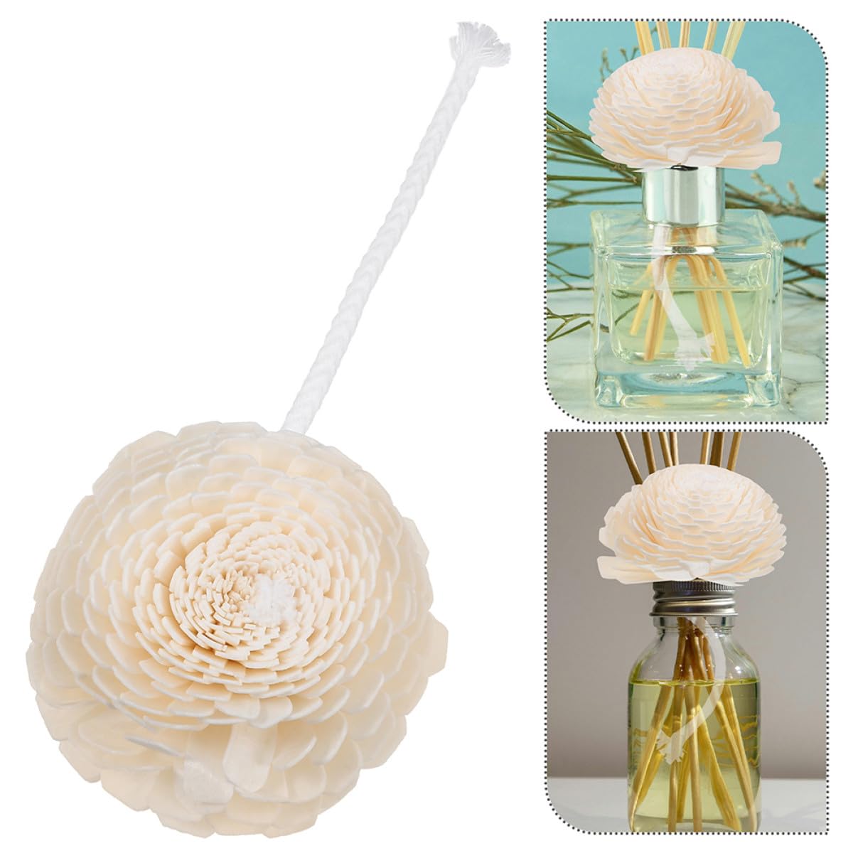 Toyvian Lot de 2 Diffuseurs d'Huiles Essentielles Fleurs Artificielles Remplaçables et Cordelette en Coton Flexible Diffuseur de Parfum Floral Décoratif pour Maison Bureau et Voiture