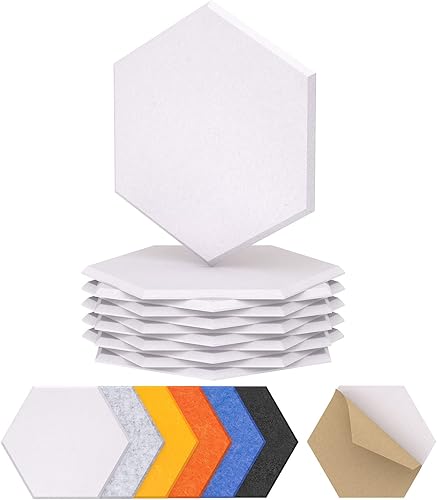 Miniatura 19 de Paquete de 12 paneles acústicos hexagonales, TONOR 12" x 10" x 0.4" paneles insonorizantes de alta densidad para paredes, panel de espuma de Negro