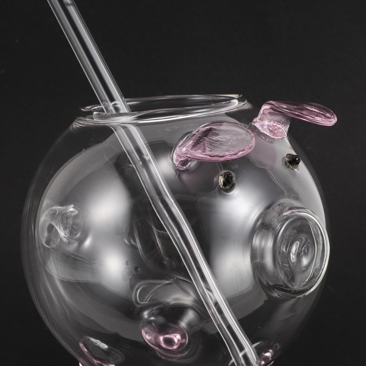 PRETYZOOM Pig Glass Drinking Cup: 220ml Clear Cocktail Cup with Straw for Cappuccino Juice Water Or Beer Adorable Animal Shaped Glass Mug | Straw Shape At Random