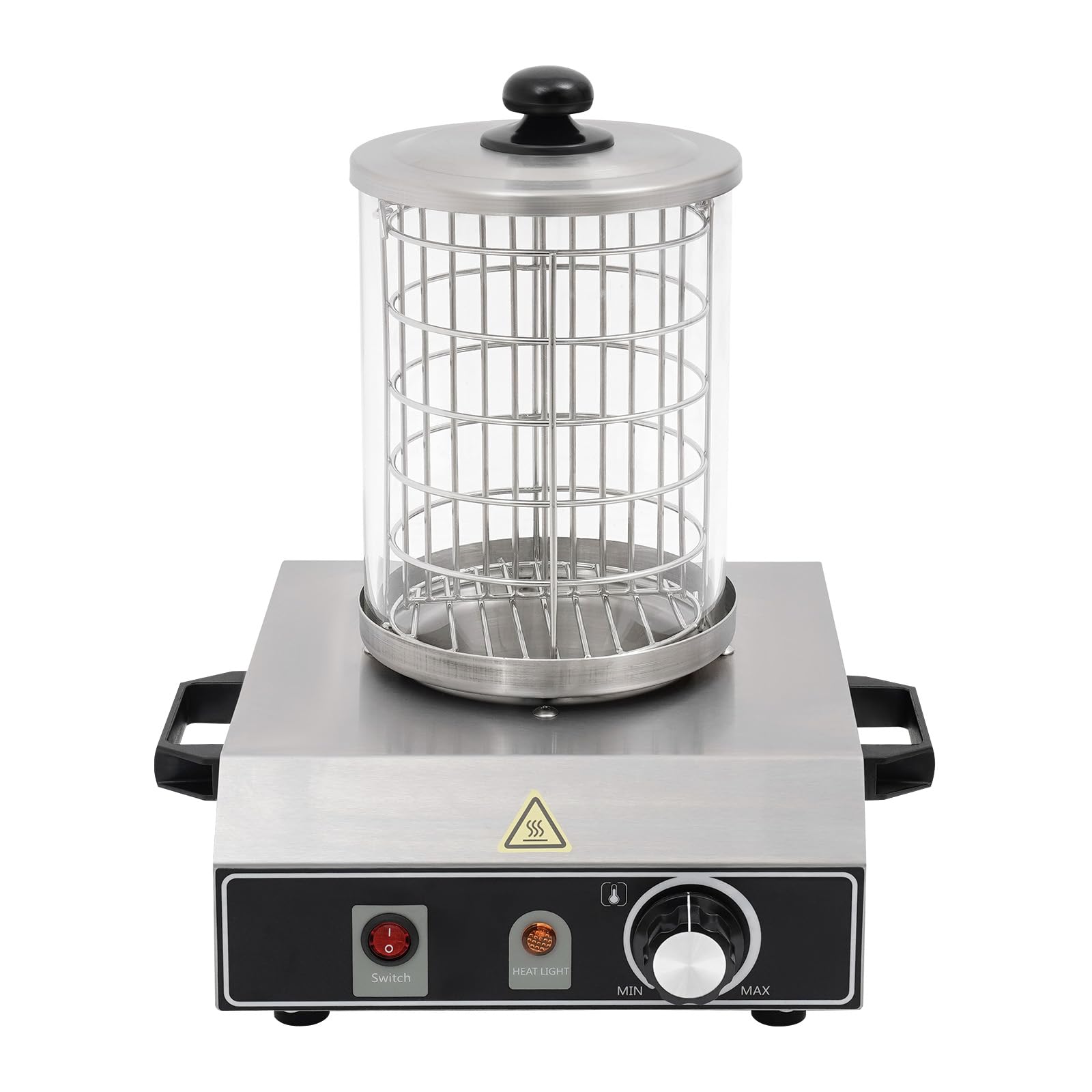 Hot Dog Gerät 350W Edelstahl Bockwurstwärmer 0-85°C Wurstkocher Unterteilbarer Edelstahlkäfig: 16 * 21.5cm Profi Würstchenkocher
