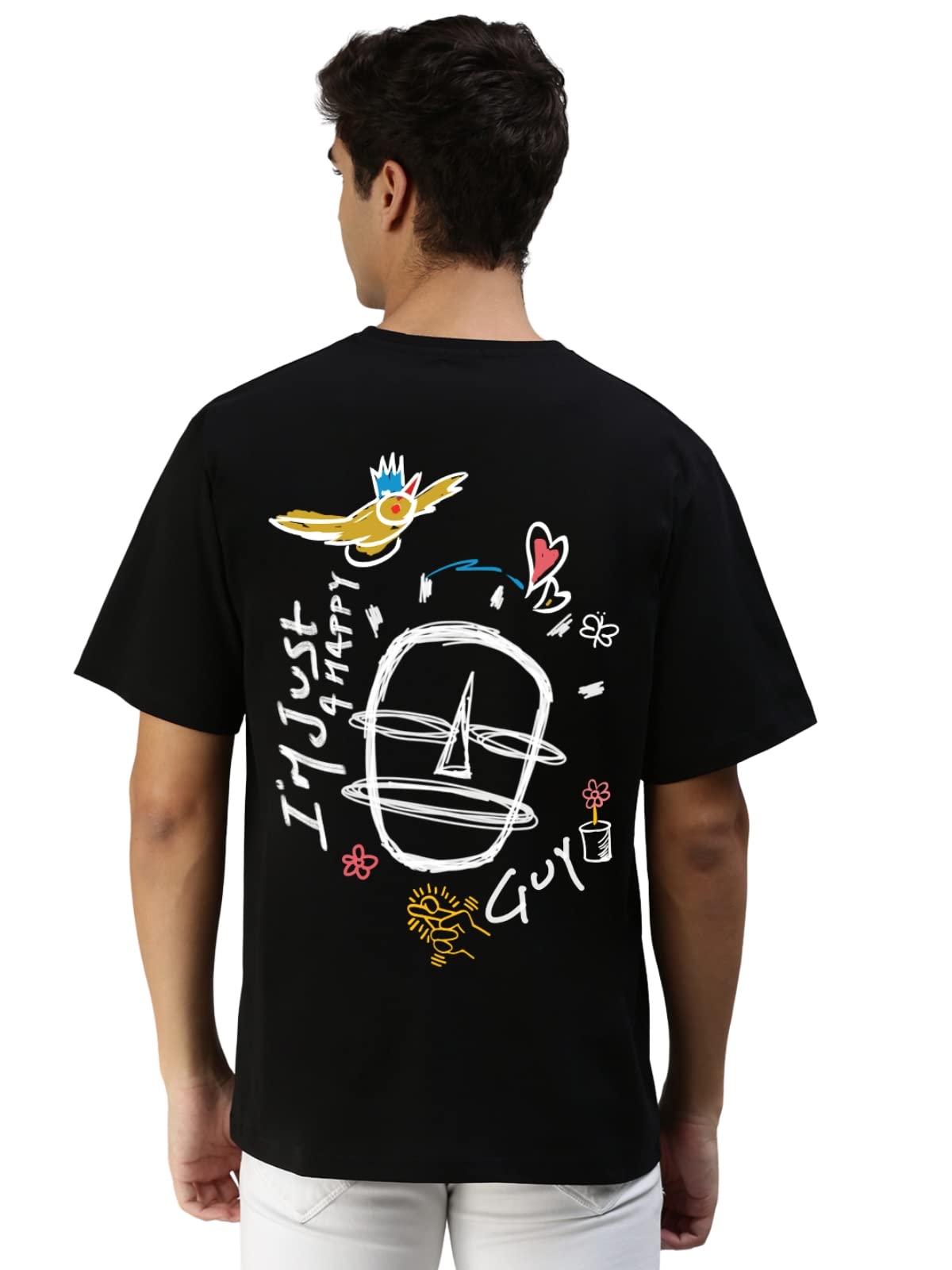 veirdo Oversize, Loose Fit, Drop Shoulder, Baggy Fit, Pure Cotton Round Neck Latest Graphic Printed T-Shirt for Men (Available in Black & White Color)-picture-16