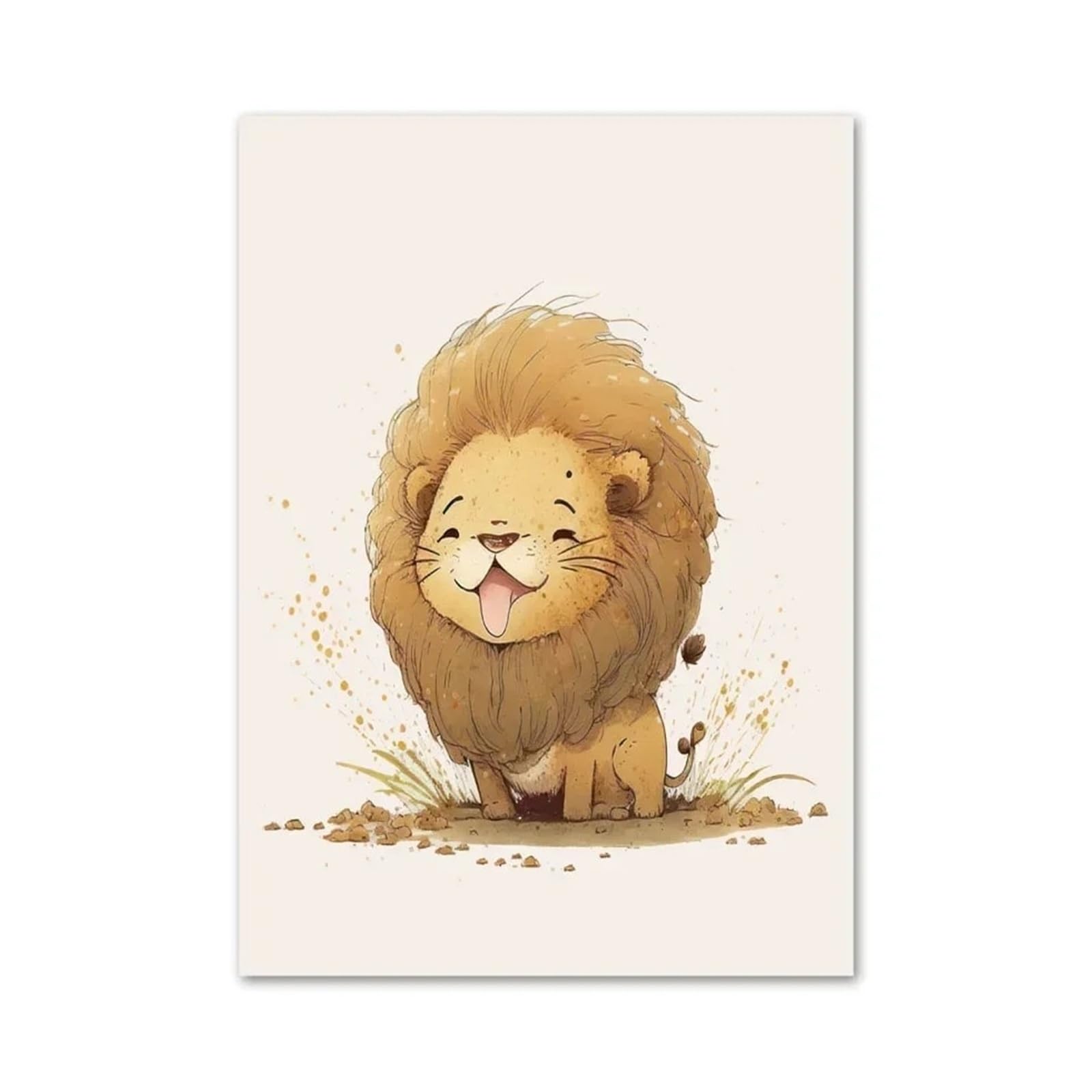 BYAMBD Aesthetic Pictures Smile Lion Sloth Rabbit Tiger Elephant Fox Dog Wall Art Canvas Posters Cute Animals Prints Nursery Home