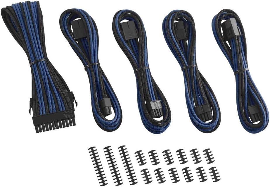 CableMod 8+8 Series Classic ModFlex Sleeved Cable Extension Kit (Black + Blue)