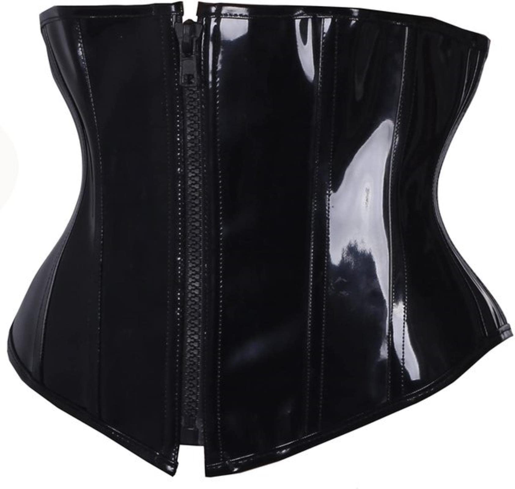 Piyax Women's Black Pvc Leather Steampunk Gothic Wasit Trainer Underbust Corset Bustier