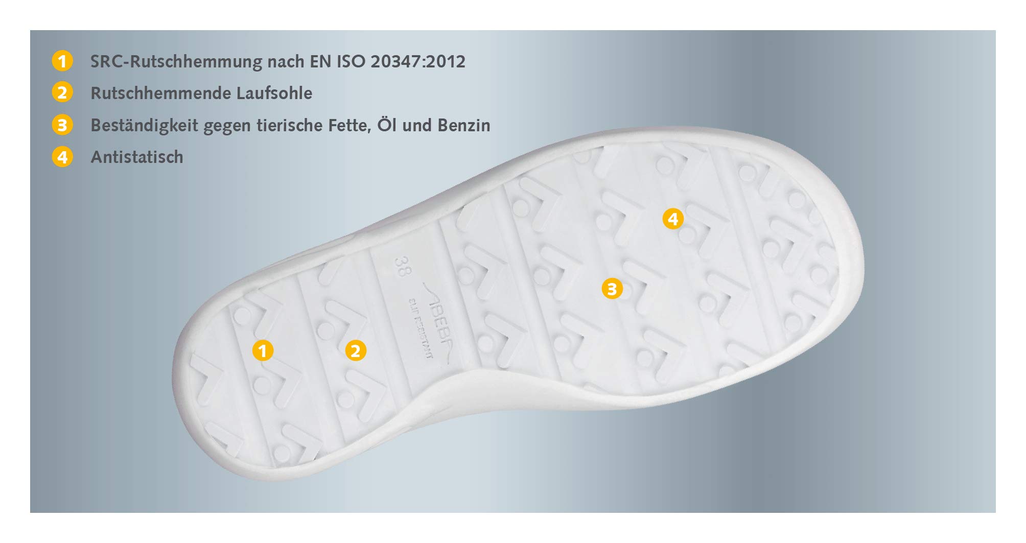 Abeba Clog 7630 - Buty Robocze Easy gładka skóra biała, perforowana, certyfikowana