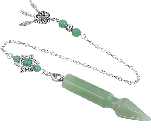 Rockcloud Péndulo colgante de piedra de cristal en forma de flecha para radiestesia adivinación chakras reiki curación meditación, aventurina verde