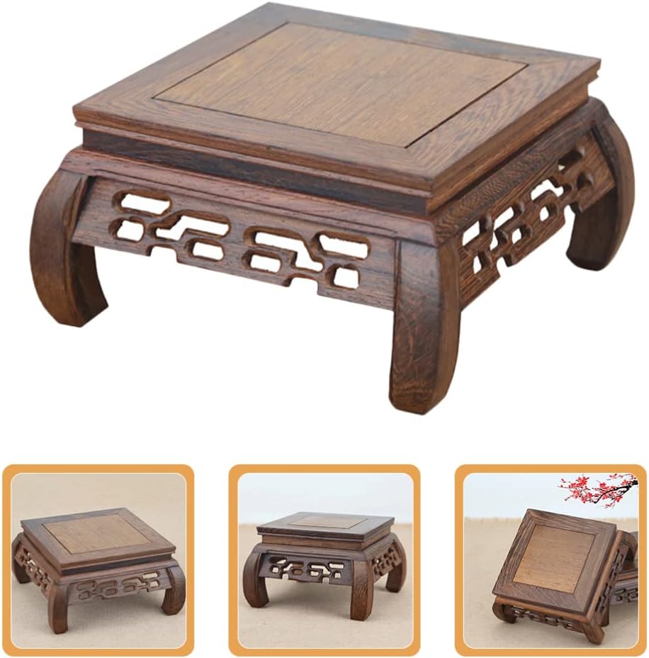 Strawberry Vase Square Vase Wooden Stool Display Stand Square Plant Stand Wood Flower Pot Support for Indoor Outdoor Patio Decorative - Coffee Strawberry Pooja Table