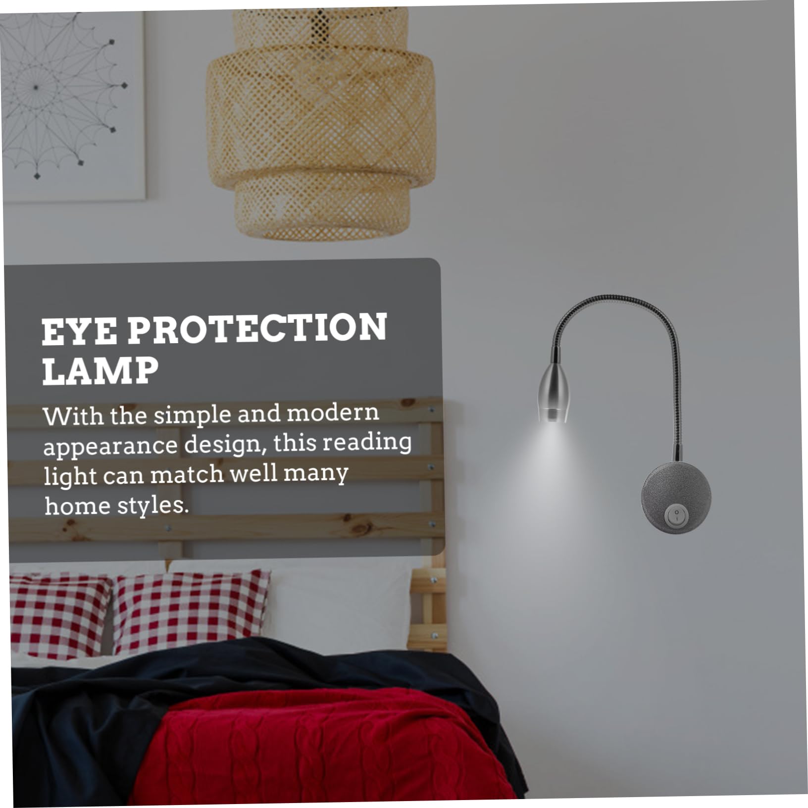 balacoo Hose Reading Lamp Wall-Mounted Bed Reading Light for Bedroom Hotel Study Room Eye Care Led