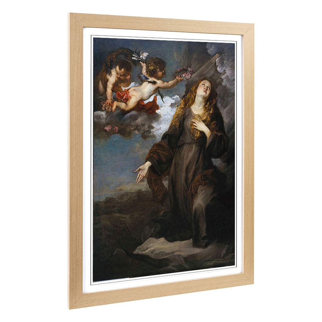 Big Box Art Framed Print of Anthony Van Dyck Saint Rosalie in Glory Design | Wall Art Picture | Home Decor for Kitchen, Living Room, Bedroom, Hallway, Oak, A2 / 24.5x18 Inch / 62x45cm