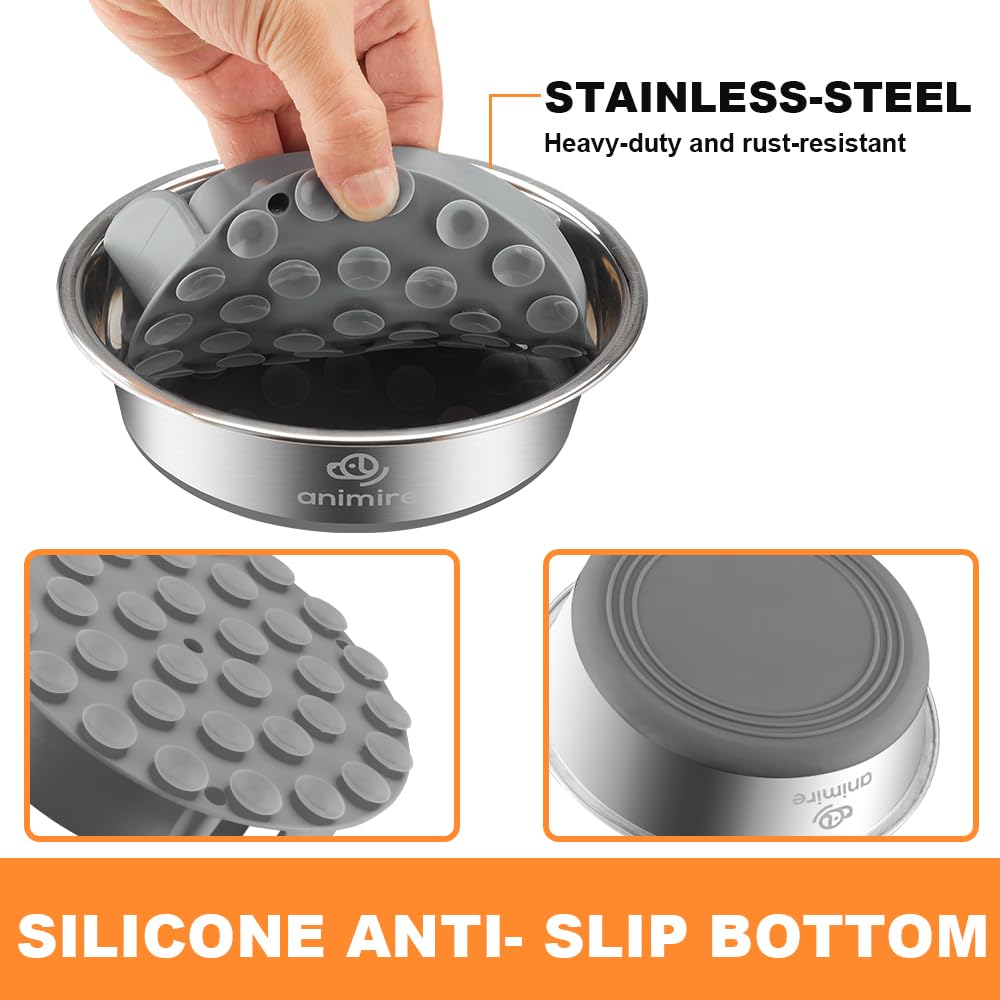 2-in-1 Metal Dog Bowl with Slow Feeder Insert, Stainless Steel Dog Bowls Food Grade 304, Water Food Bowl with Anti-Slip Silicone Base for Small, Medium, Large Dogs - image 3