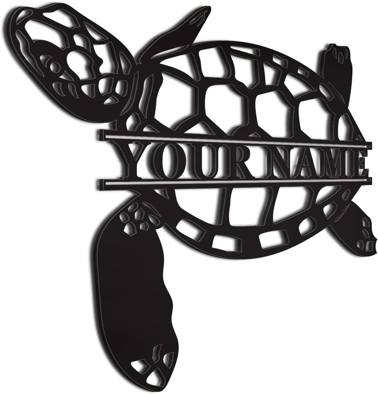 Metal Personalized Sea Turtle Sign | Door hanger | Family Name Sign | Gift for Beach House | 12" Brush 0005